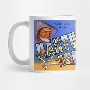 Greetings from Nantucket Island, Mass - Vintage Large Letter Postcard Mug